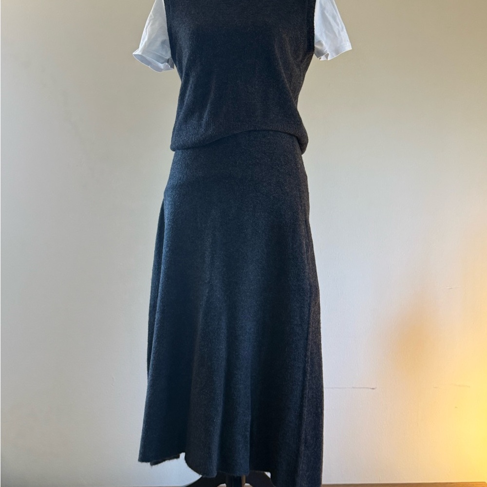 2 Piece Gray Wool Skirt Set